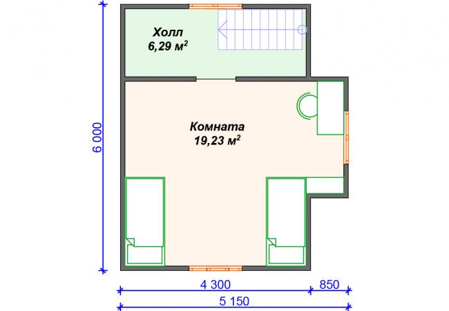Каркасный дом 6х6 Проект К-26
