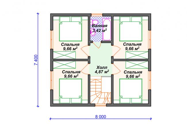 Каркасный дом 9.4х10. Проект К-28
