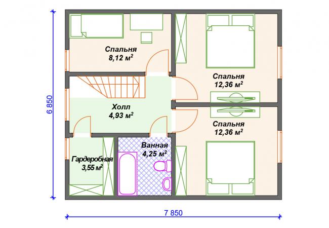 Каркасный дом 7х9.4 Проект К-33