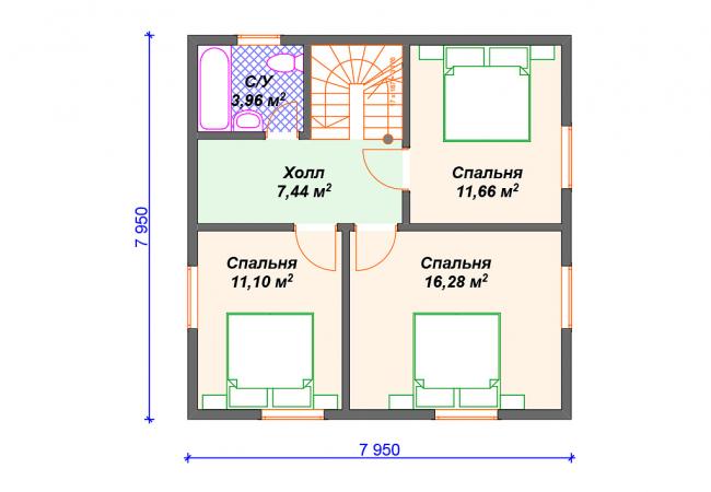 Каркасный дом 7.9х10. Проект К-36